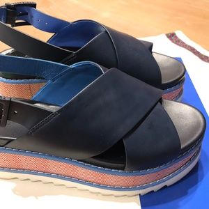 Tory Burch Rubberized Leather Platform Sandals